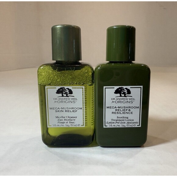 2 Origins Mega-Mushroom Relief & Resilience Lotion & Micellar Cleanser 1 Oz/30mL - Picture 1 of 8